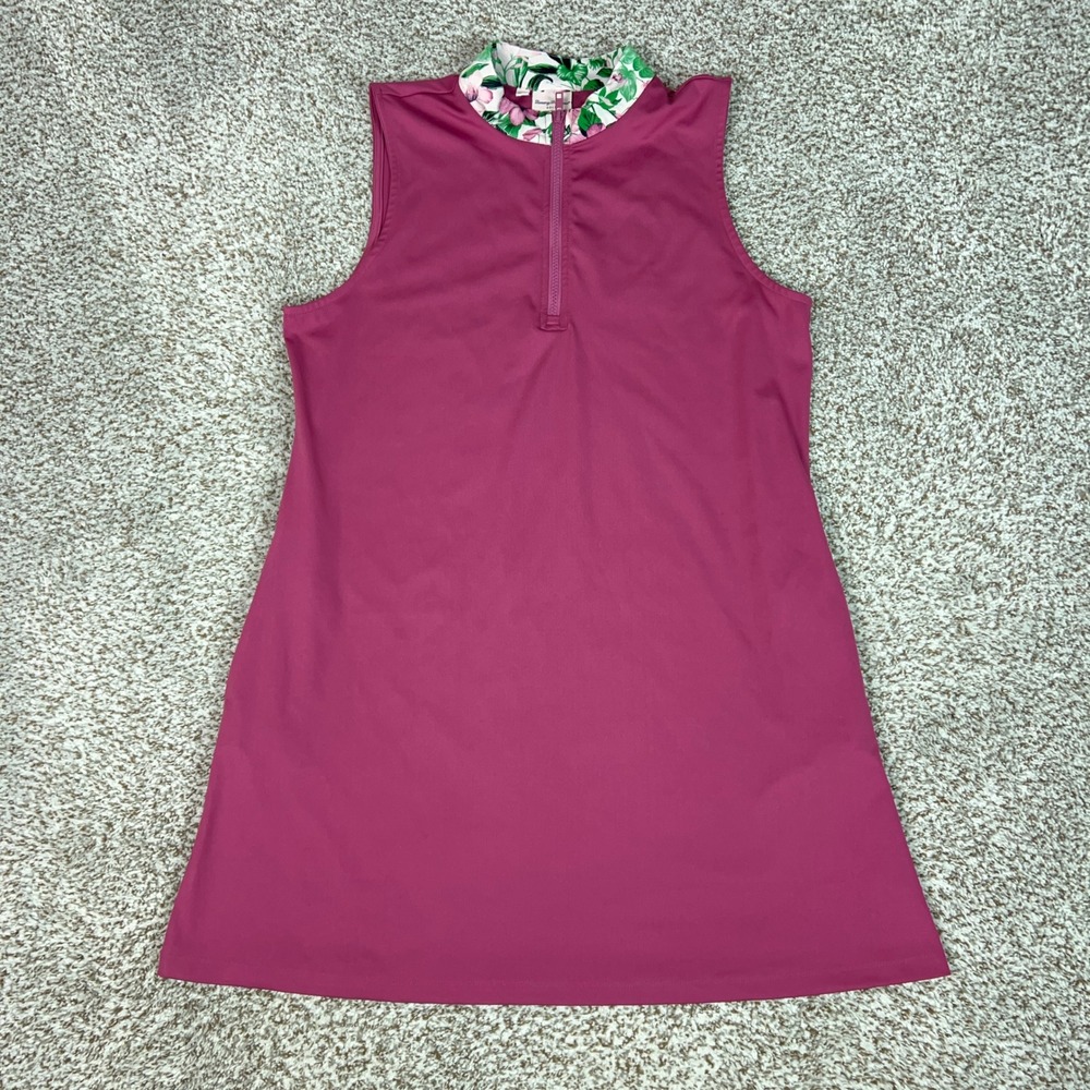 Tommy Bahama Dress Women XL Pink Golf Sleeveless Active 1/4 Zip Outdoors Comfort